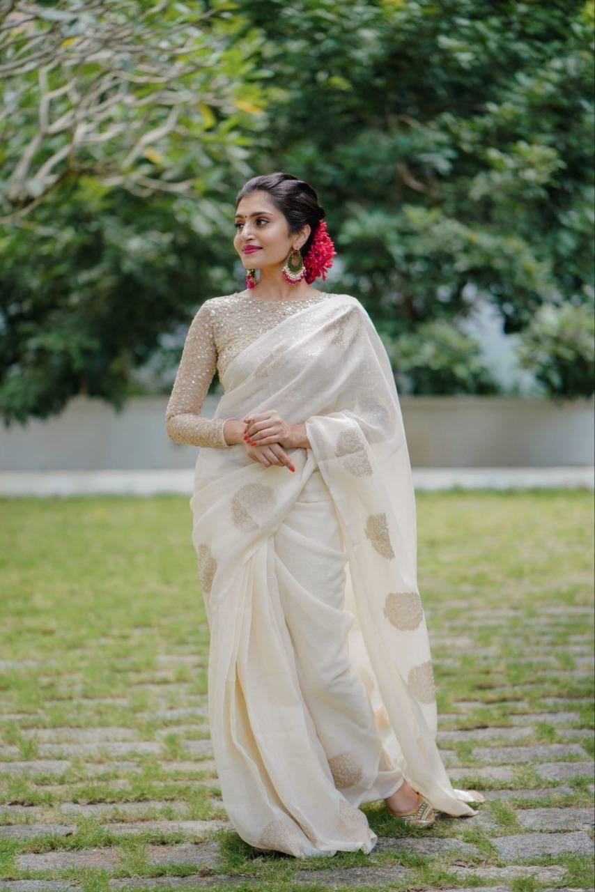 Buy R SELVAMANI TEX RST White Solid Kerala Kasavu Regular Saree , With  blouse Online at Low Prices in India - Paytmmall.com