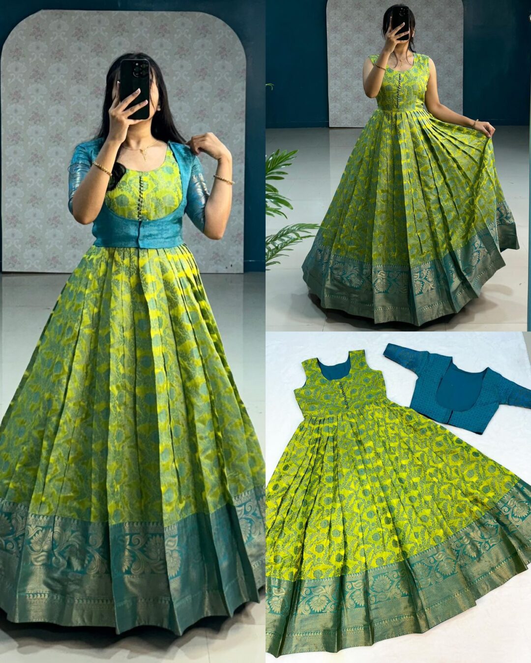 KANJIVARAM SILK GOWN WITH CANVASPATTA INSIDE - Image 2