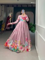 FLORAL PRINTED TUSSAR SILK GOWN - Image 2
