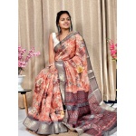 Soft Tussar Silk Golden Zari Weaving Border Sarees