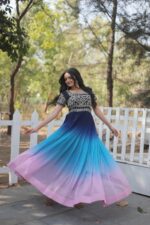 FAUX BLOOMING GOWN WITH EMBROIDERY ZARI SEQUENCE WORK