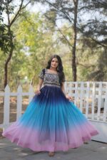 FAUX BLOOMING GOWN WITH EMBROIDERY ZARI SEQUENCE WORK - Image 2