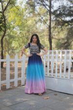 FAUX BLOOMING GOWN WITH EMBROIDERY ZARI SEQUENCE WORK - Image 3
