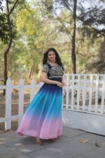 FAUX BLOOMING GOWN WITH EMBROIDERY ZARI SEQUENCE WORK - Image 4