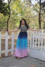 FAUX BLOOMING GOWN WITH EMBROIDERY ZARI SEQUENCE WORK - Image 5