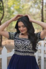 FAUX BLOOMING GOWN WITH EMBROIDERY ZARI SEQUENCE WORK - Image 6